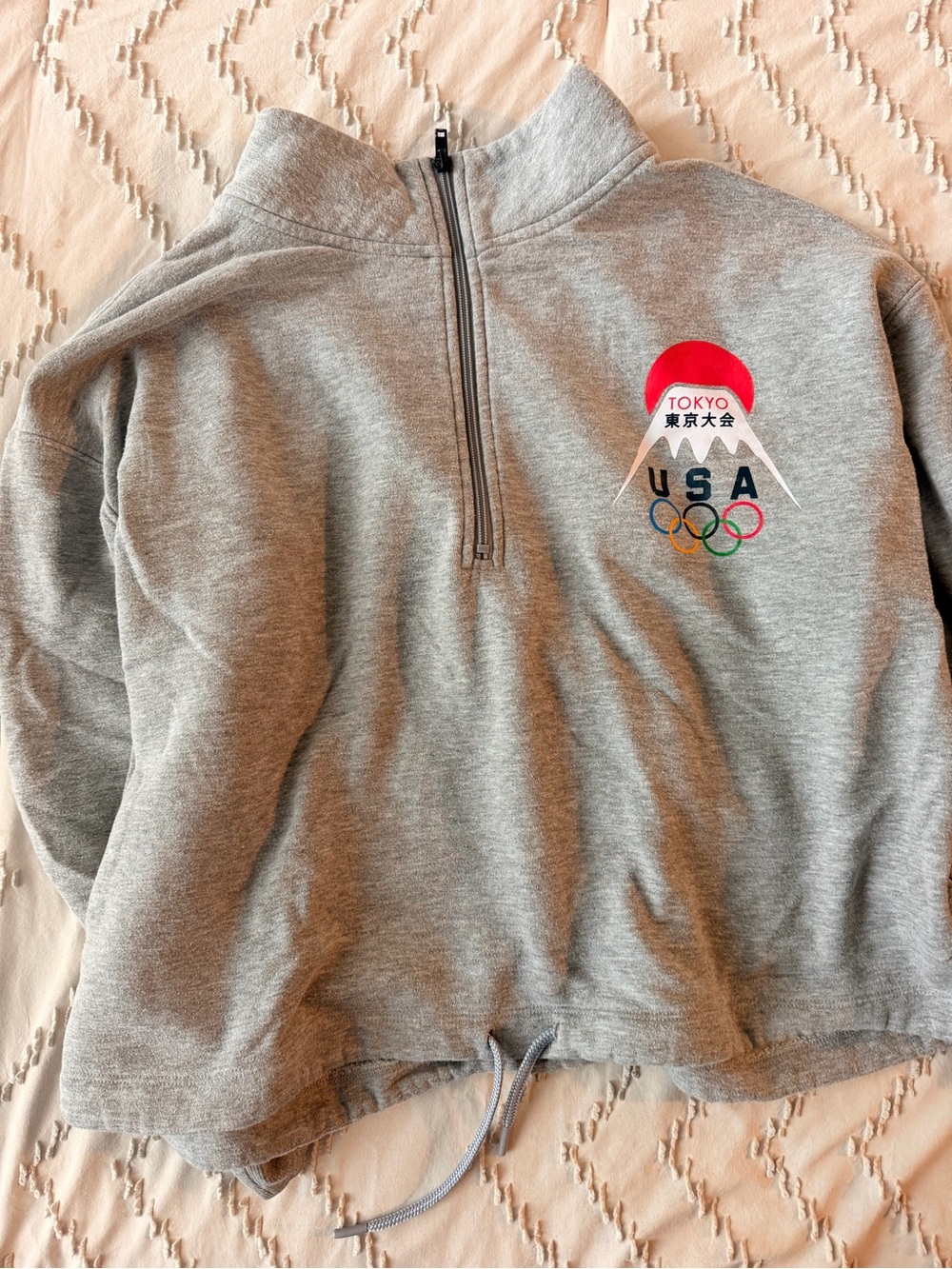 Team Apparel Gray Quarter-Zip Sweatshirt with Tokyo USA Olympic Graphic